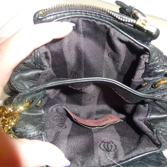 Vintage Y2K Juicy Couture Leather Pull Chain Crossbody Bag - Black/Gold - Picture 11 of 11